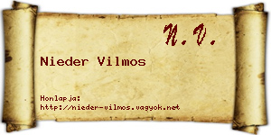 Nieder Vilmos névjegykártya